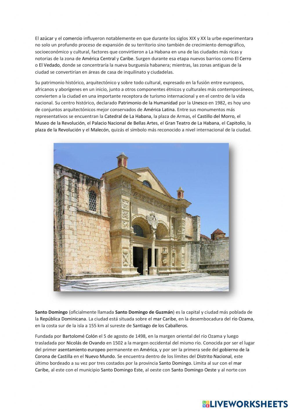 Ciudades La Habana y Santo Domingo