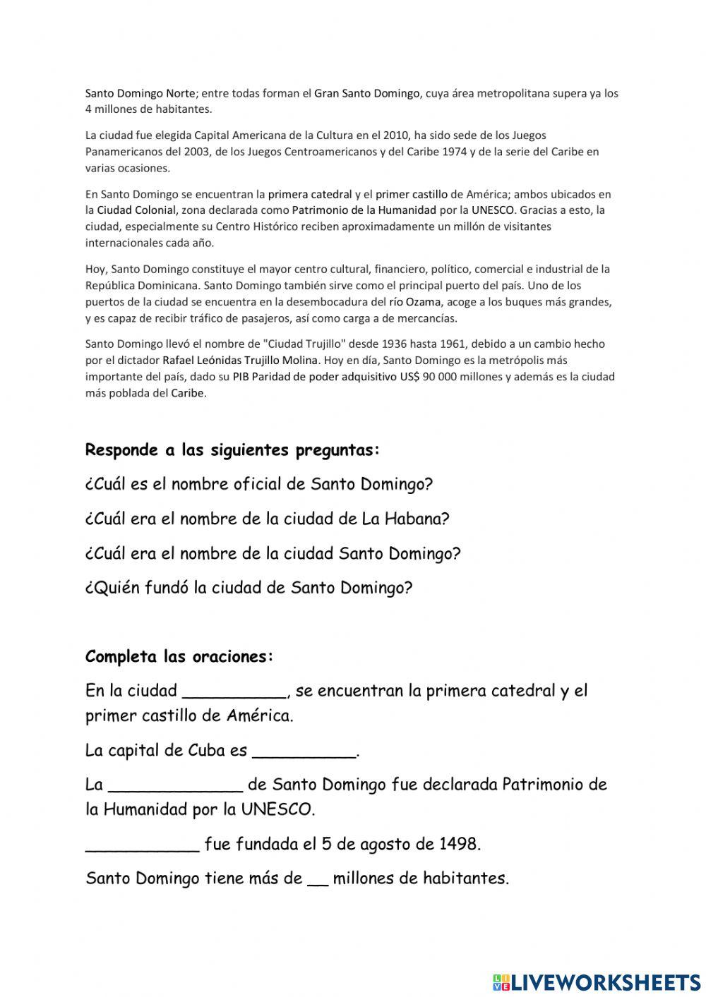 Ciudades La Habana y Santo Domingo