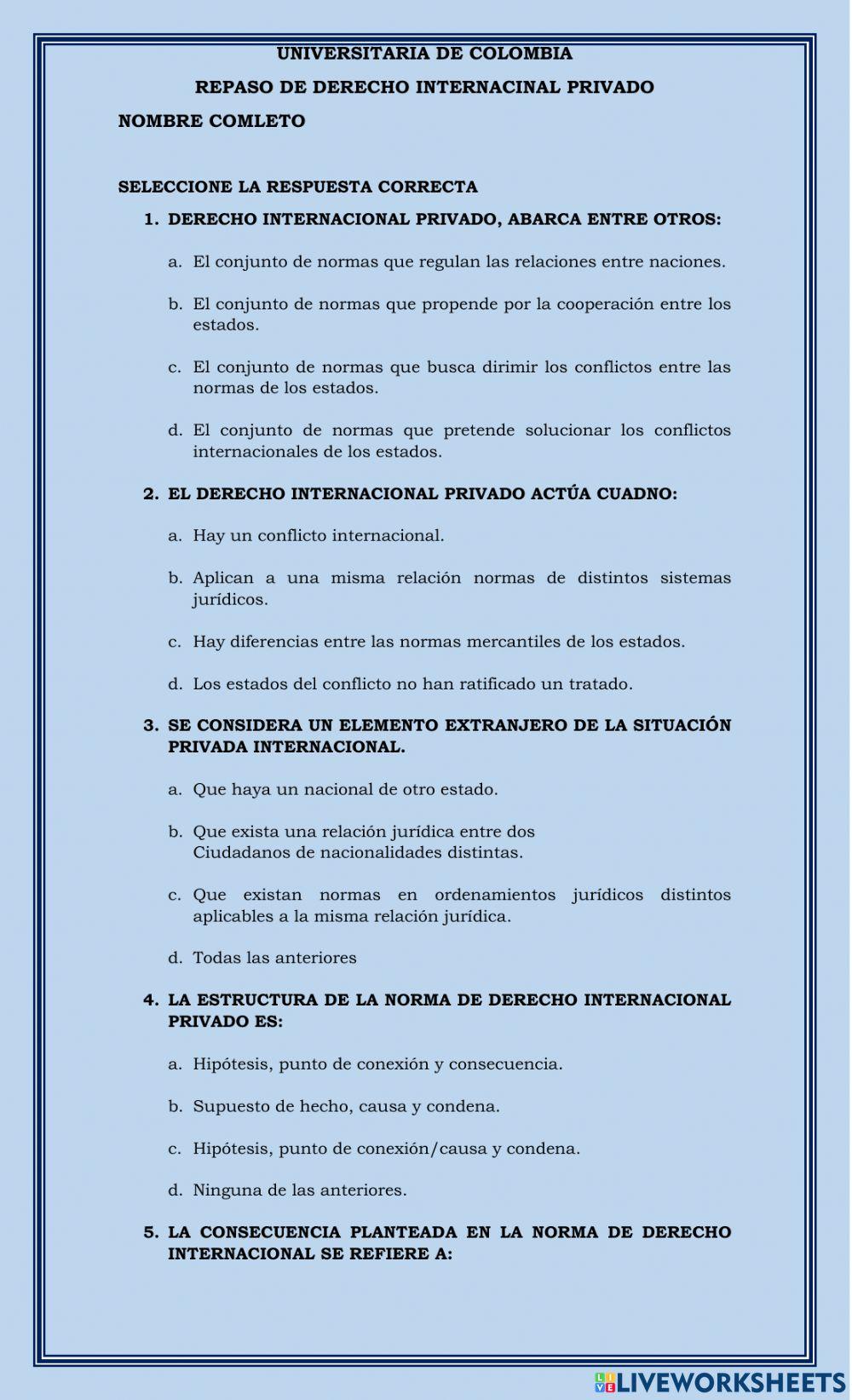 Repaso derecho internacinal privado i