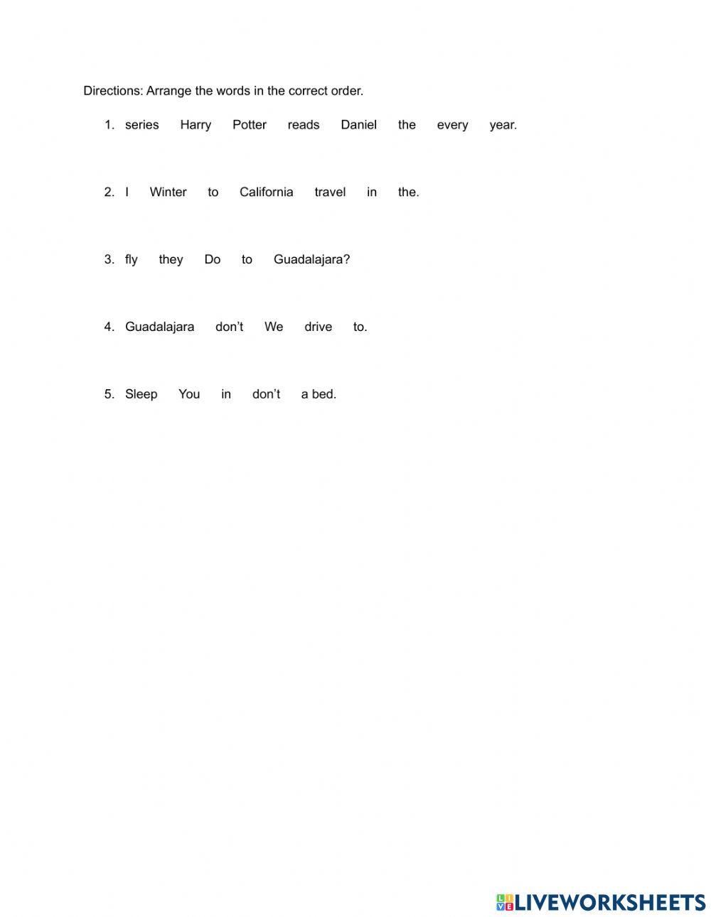 Simple Present: Mixed Up Sentences