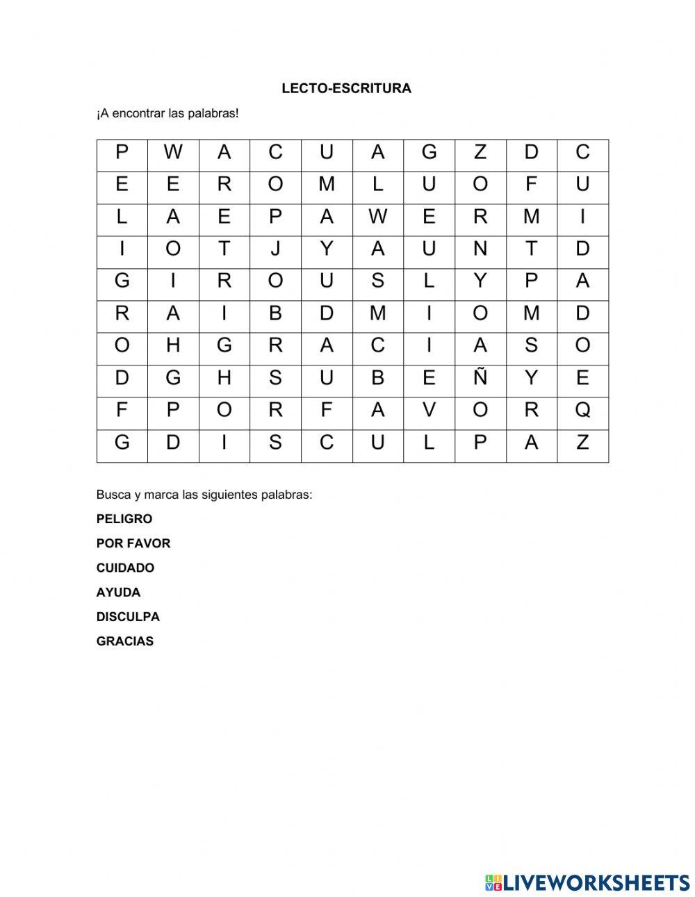 ¡A encontrar las palabras