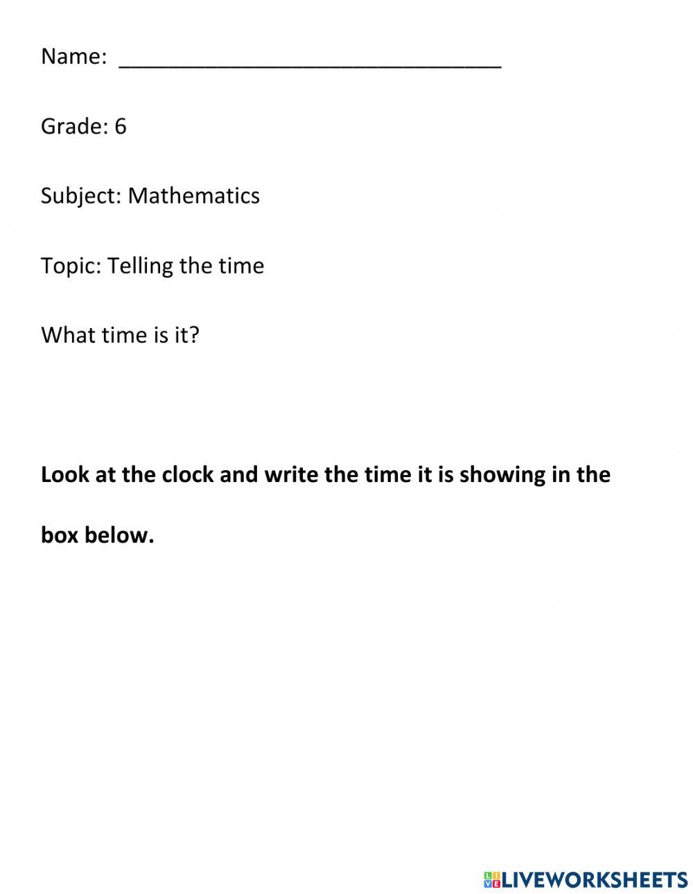 Telling Time on the hour and half past