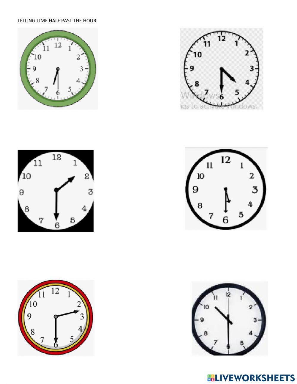 Telling Time on the hour and half past