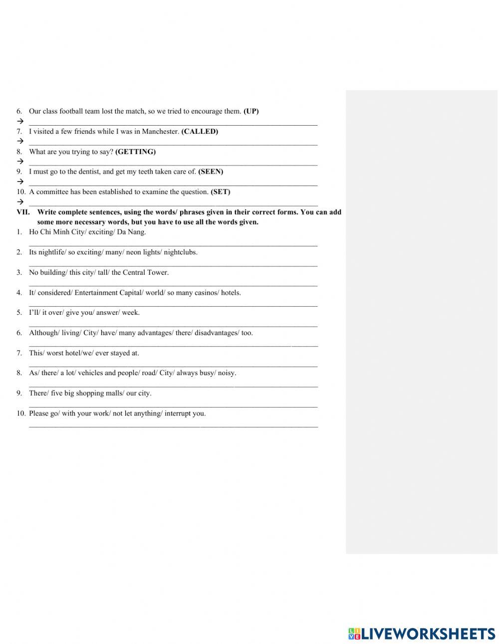 English 9 - Unit 2 - Test 1