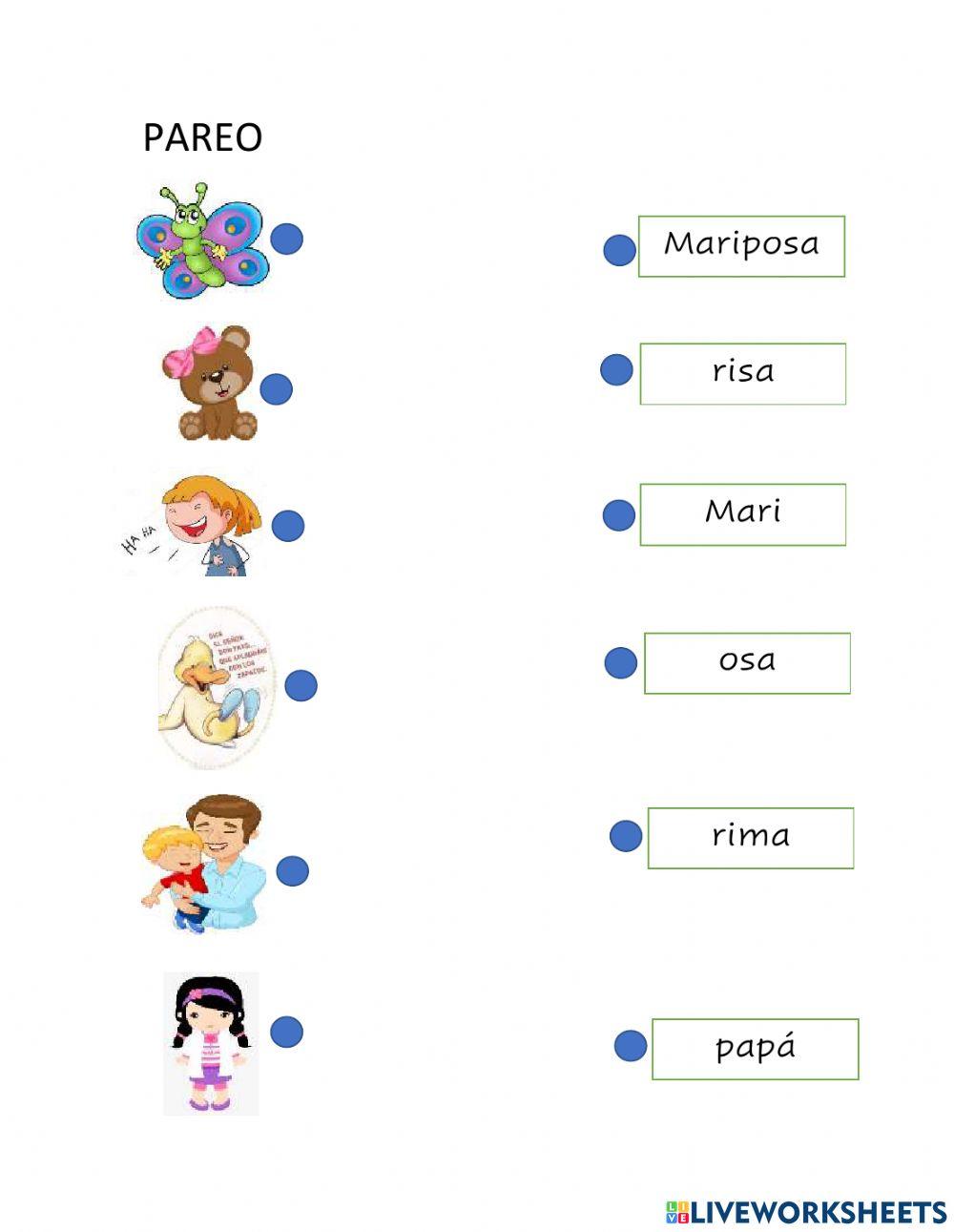 Pareo y completar las palabras