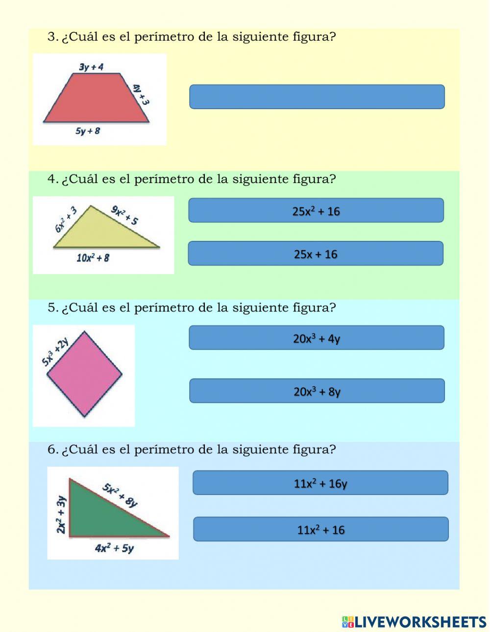Perímetro con expresiones algebraicas