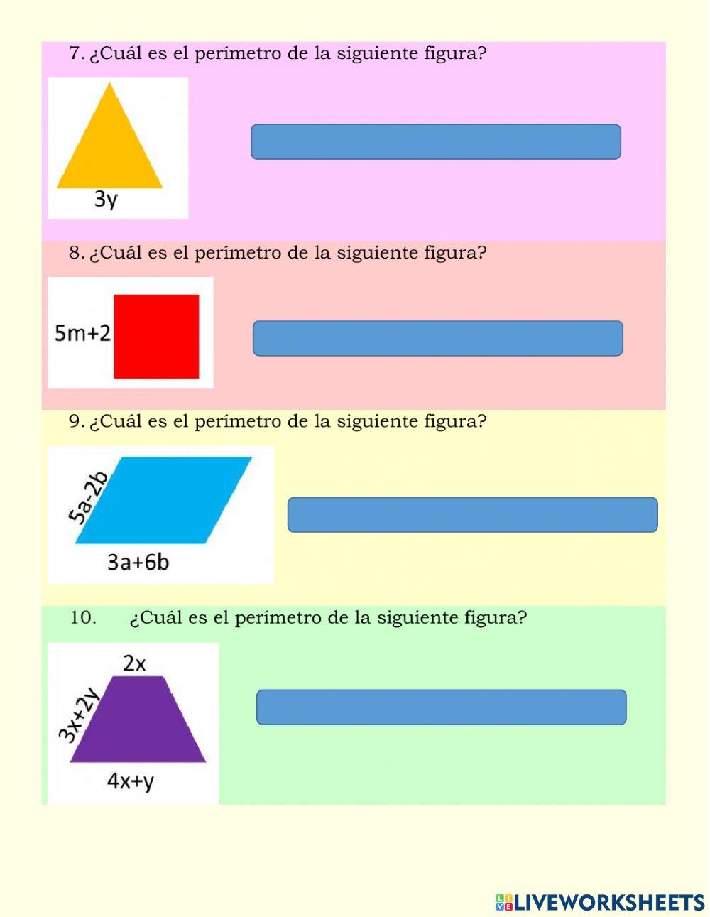 Perímetro con expresiones algebraicas