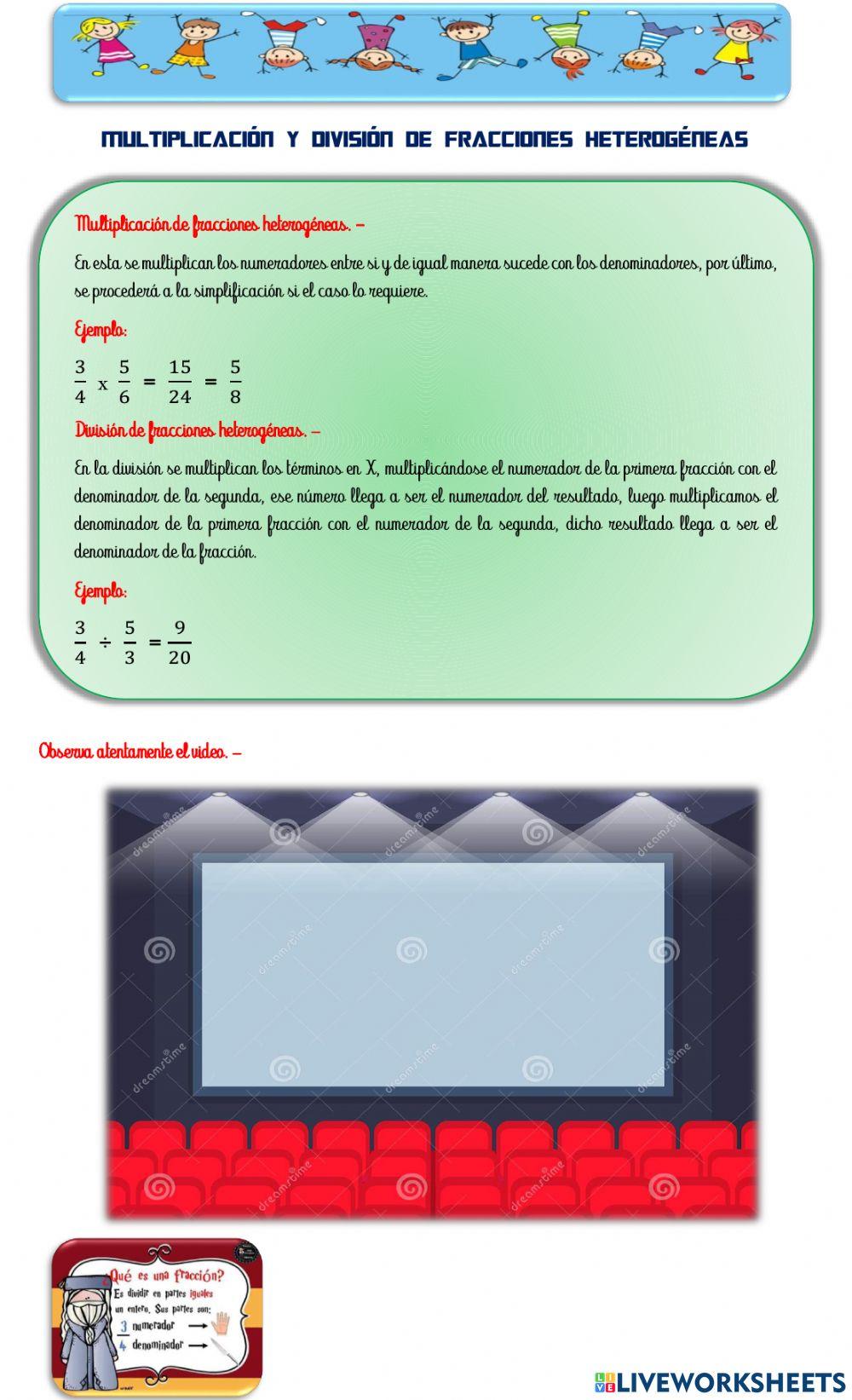 Multiplicación y división de fracciones heterogéneas Multiplicación y división de fracciones heterogéneas