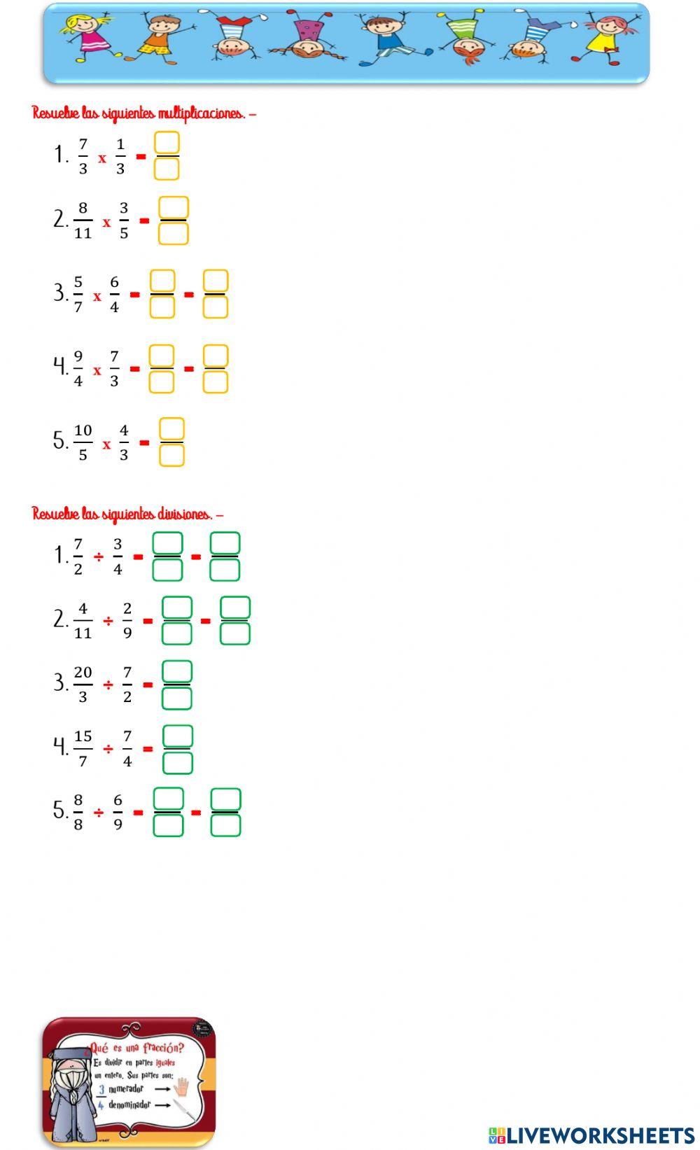 Multiplicación y división de fracciones heterogéneas Multiplicación y división de fracciones heterogéneas