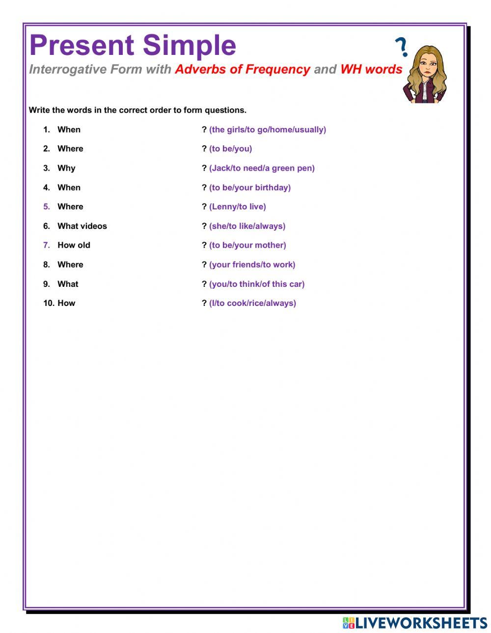 Present Simple Interrogative Form worksheet | Live Worksheets
