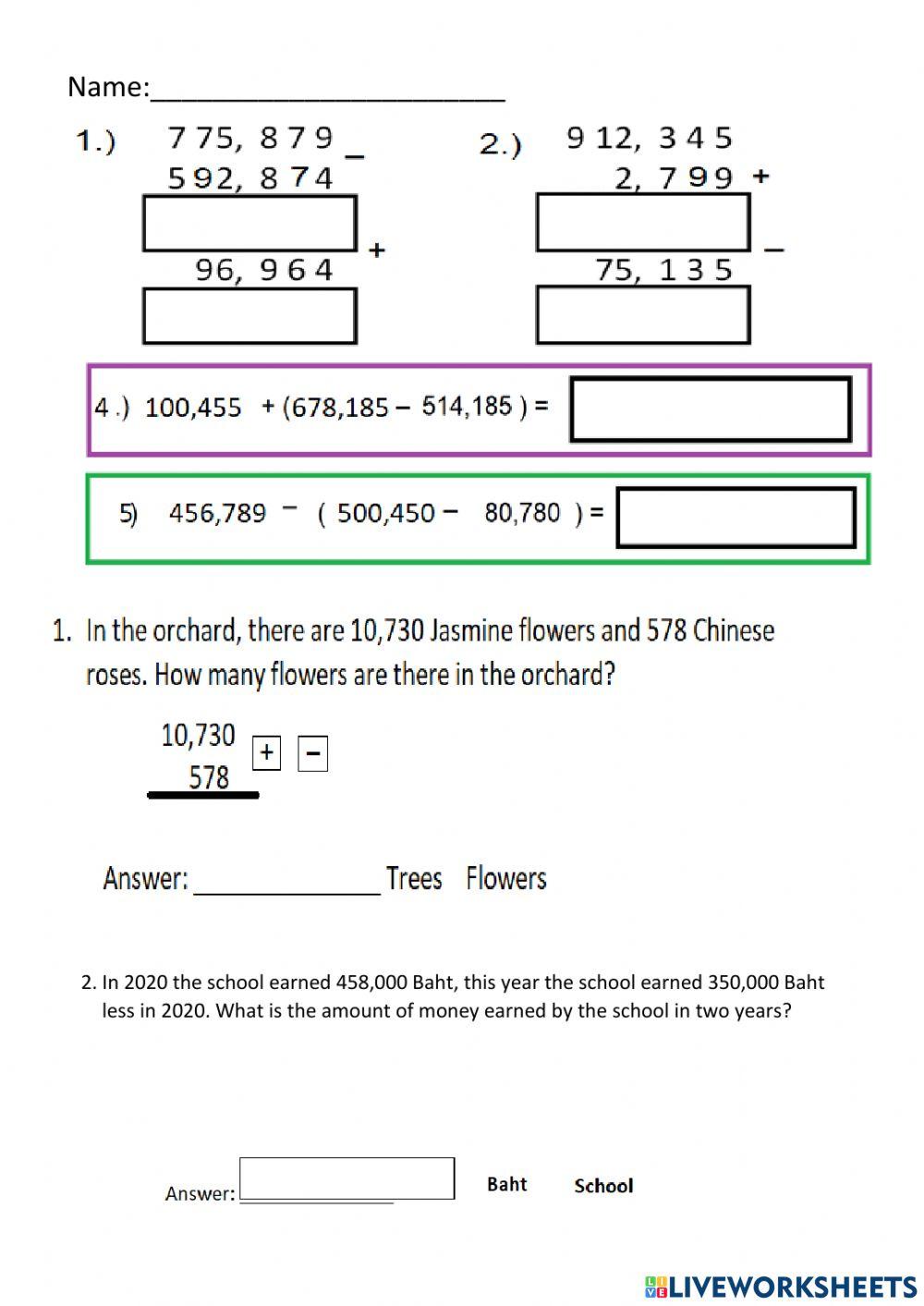 p4 math practice online exercise for | Live Worksheets
