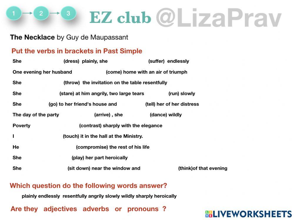 The Neklace by Guy de Maupass  Grammar