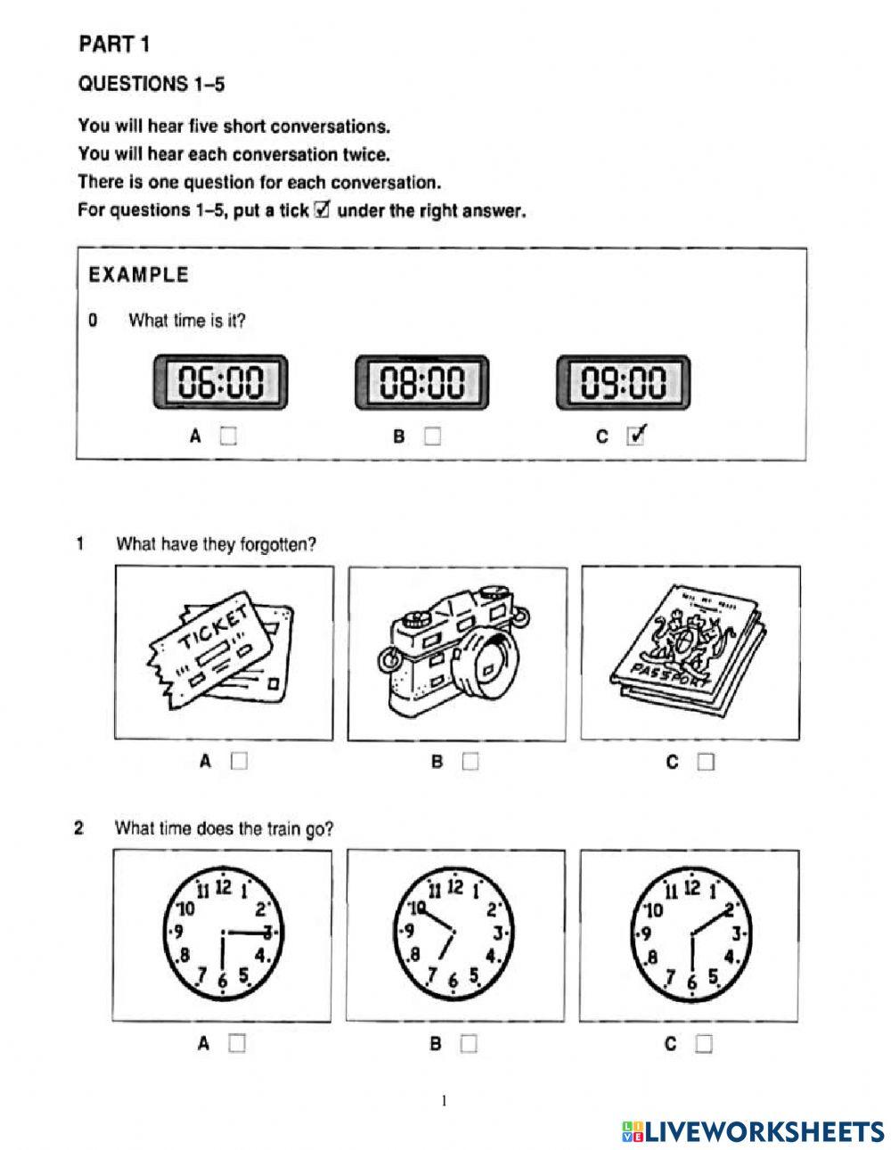 Exercise 1- LISTENING Test 1