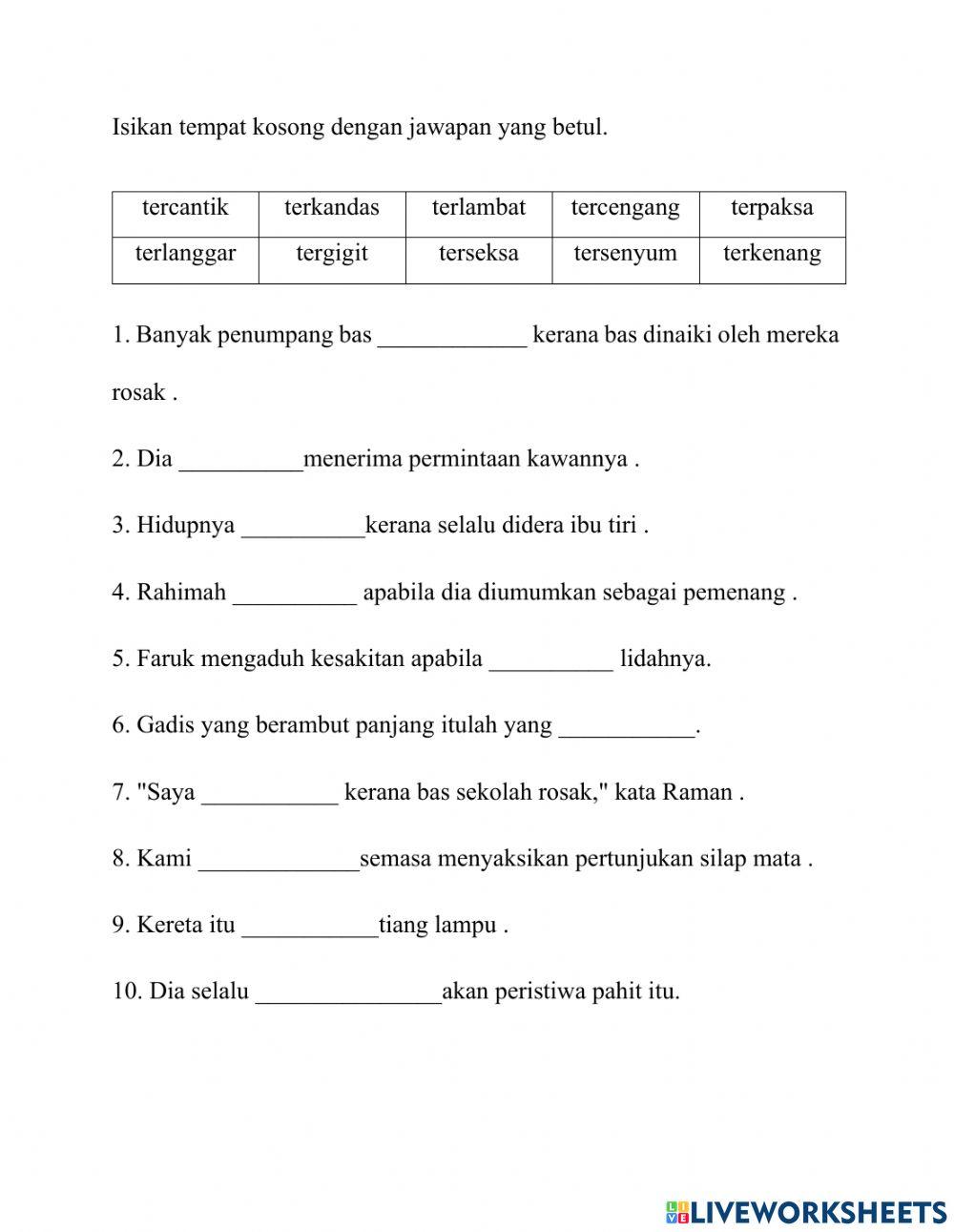 Latihan Imbuhan Awalan teR-