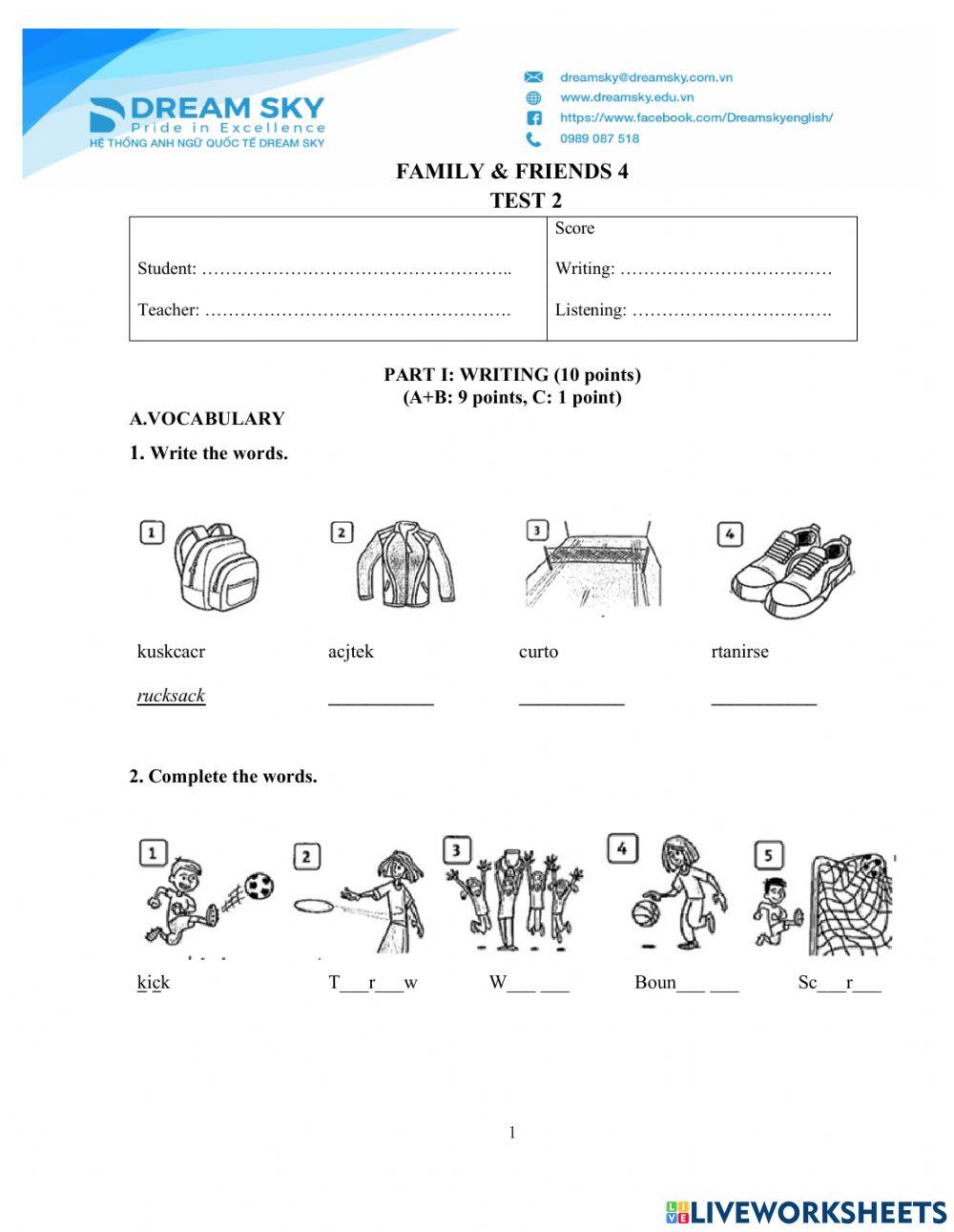 DS - Fa4 - Test 2.1 Writing