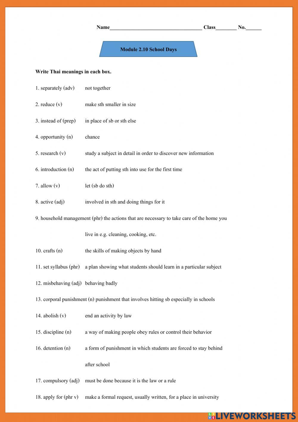 Module 2.10 Vocabulary