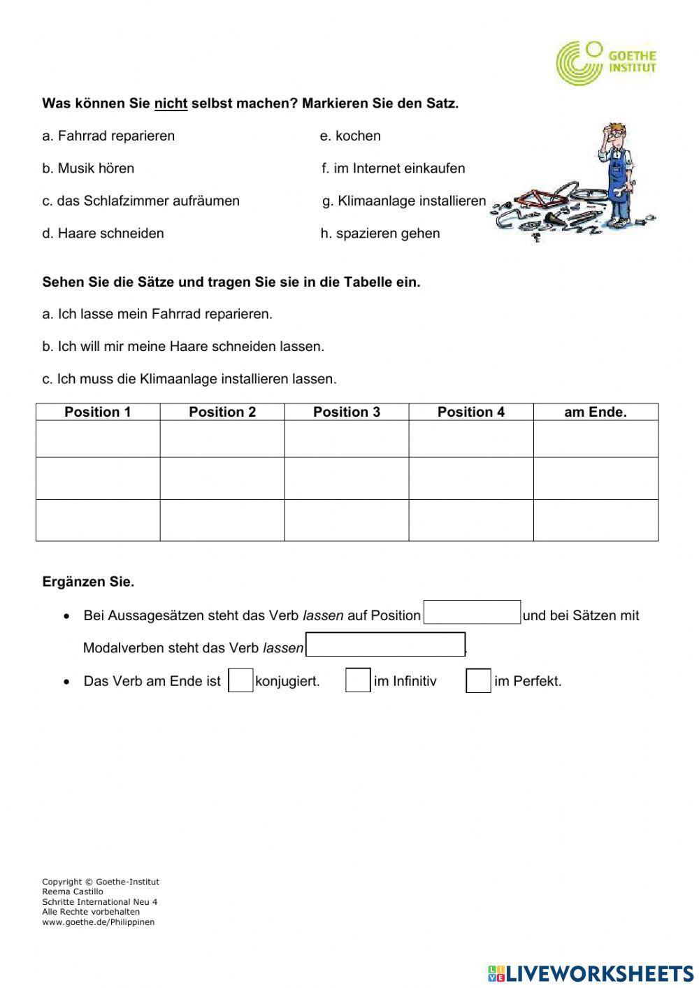 Ich lasse mein Fahrrad reparieren.