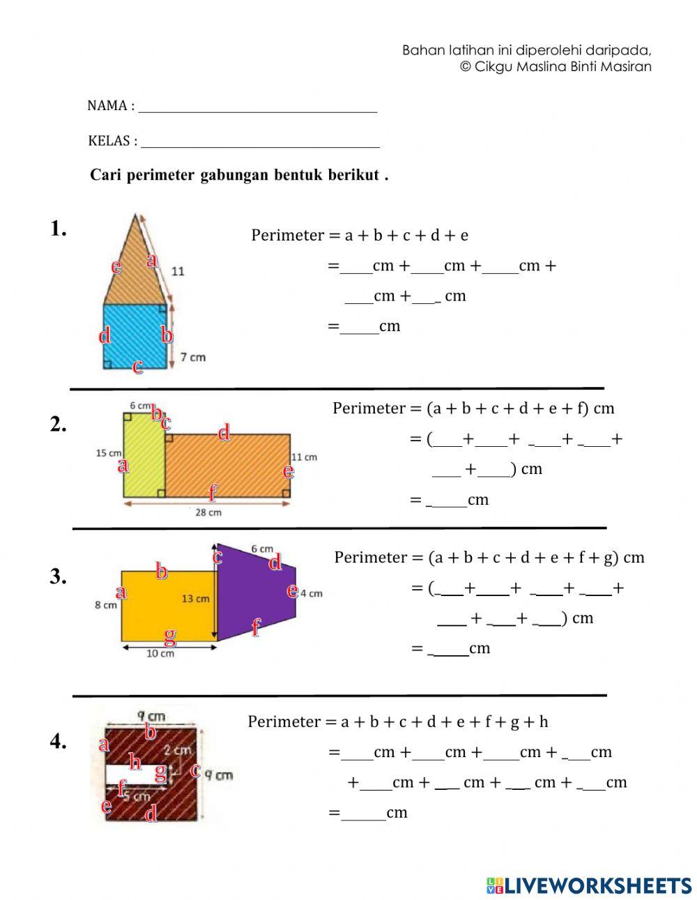 Latihan Perimeter Tahun 5 dan 6