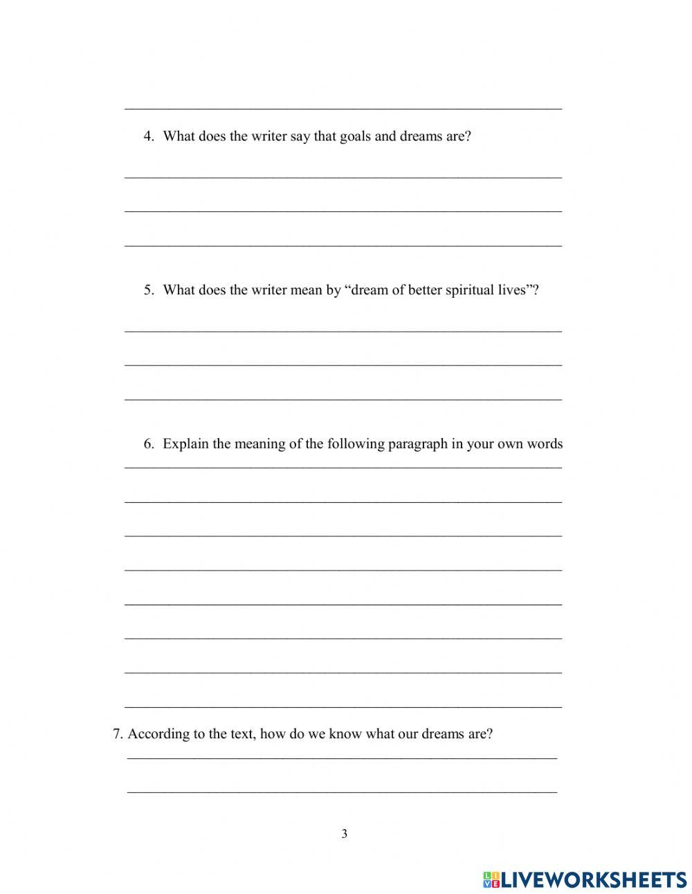 Goals Dictionary Work