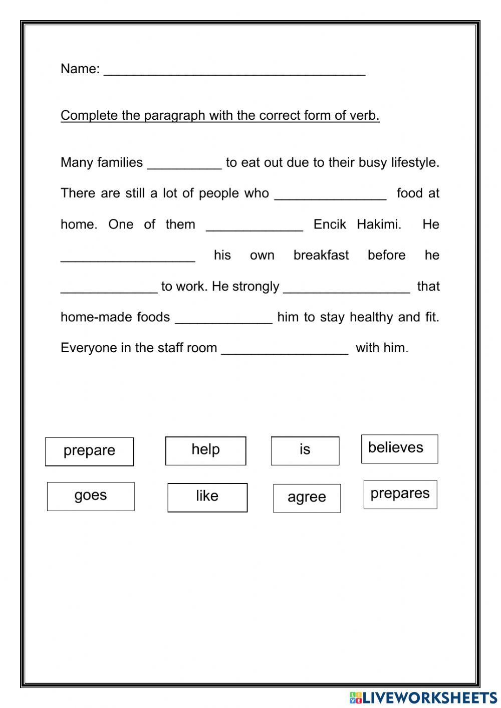 EXERCISE subject-verb agreement
