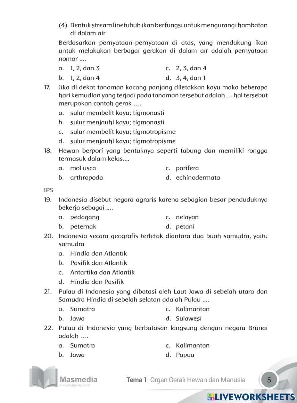 MRT penilaian subtema 1 worksheet Live Worksheets