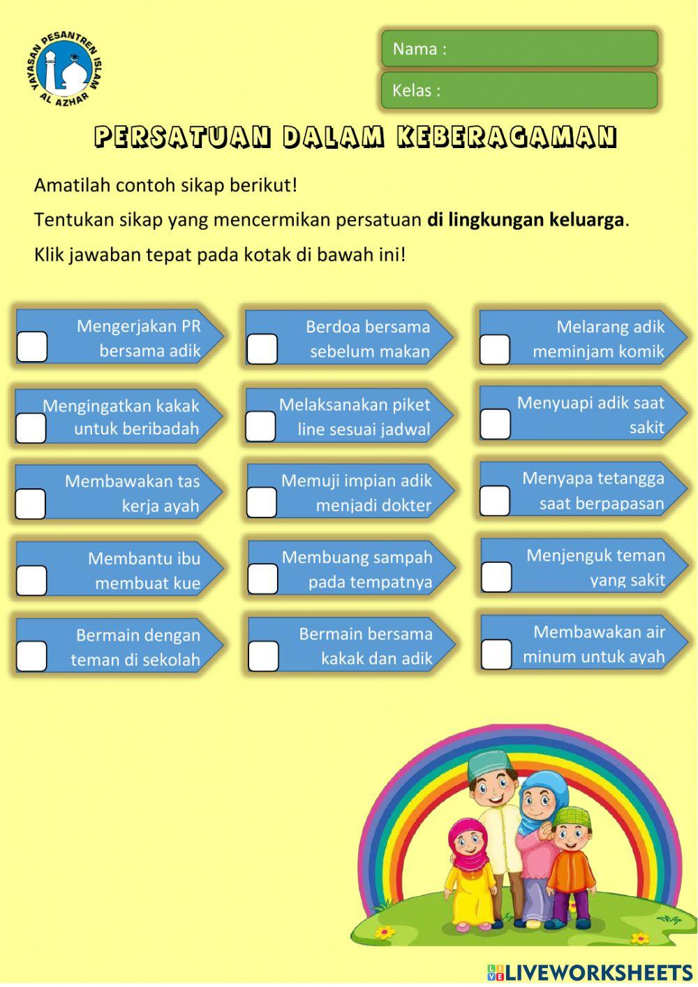 Worksheet PKN : Persatuan dalam Keberagaman