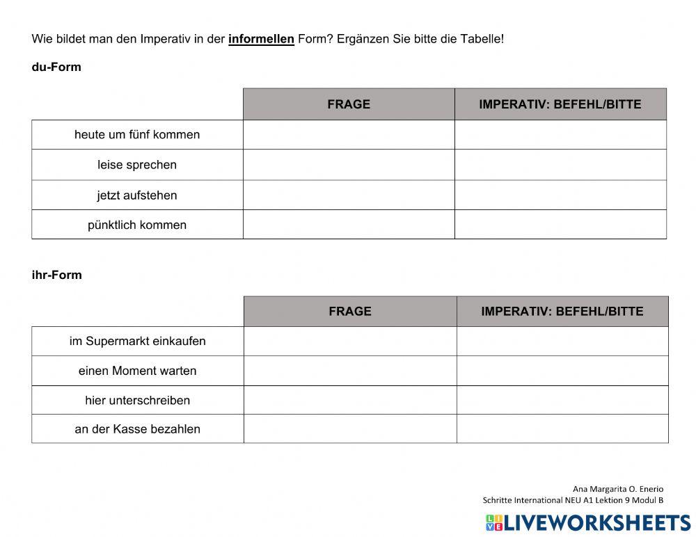 Imperativ (informelle Form)
