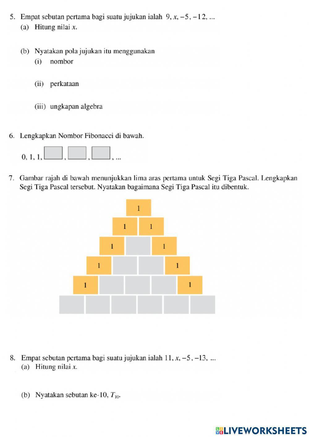 MATEMATIK TINGKATAN 2 - BAB 1 POLA DAN JUJUKAN 