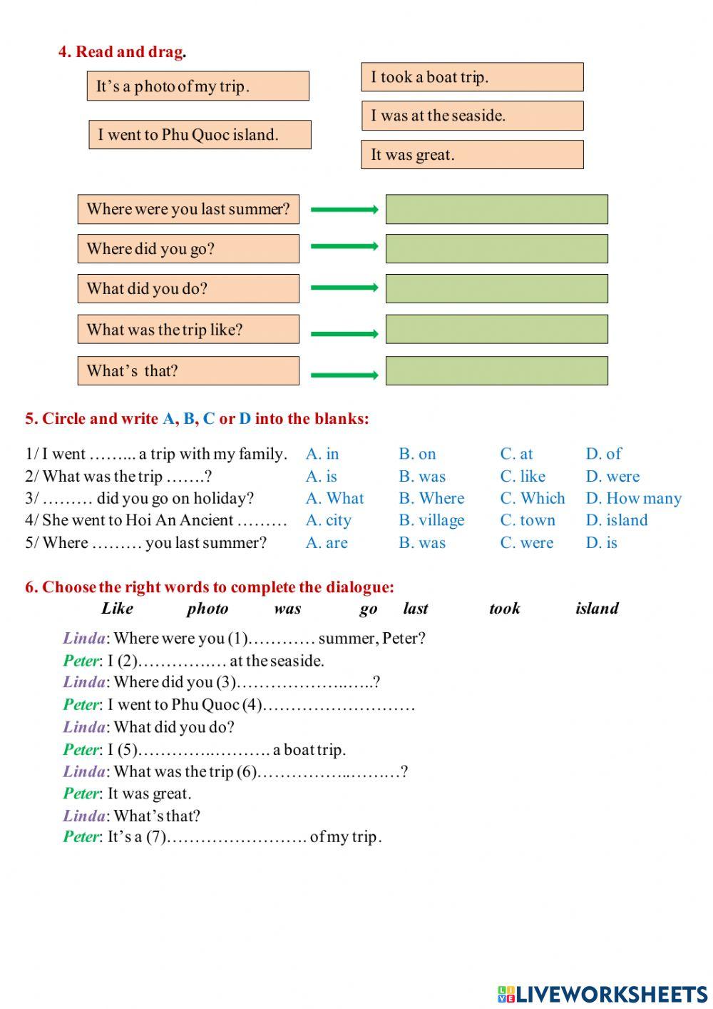 Unit 3: Where did you go on holiday?