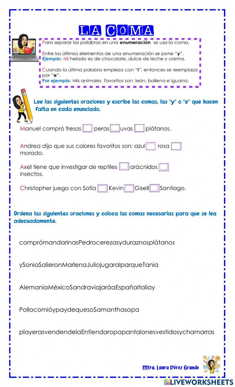 Uso de la coma