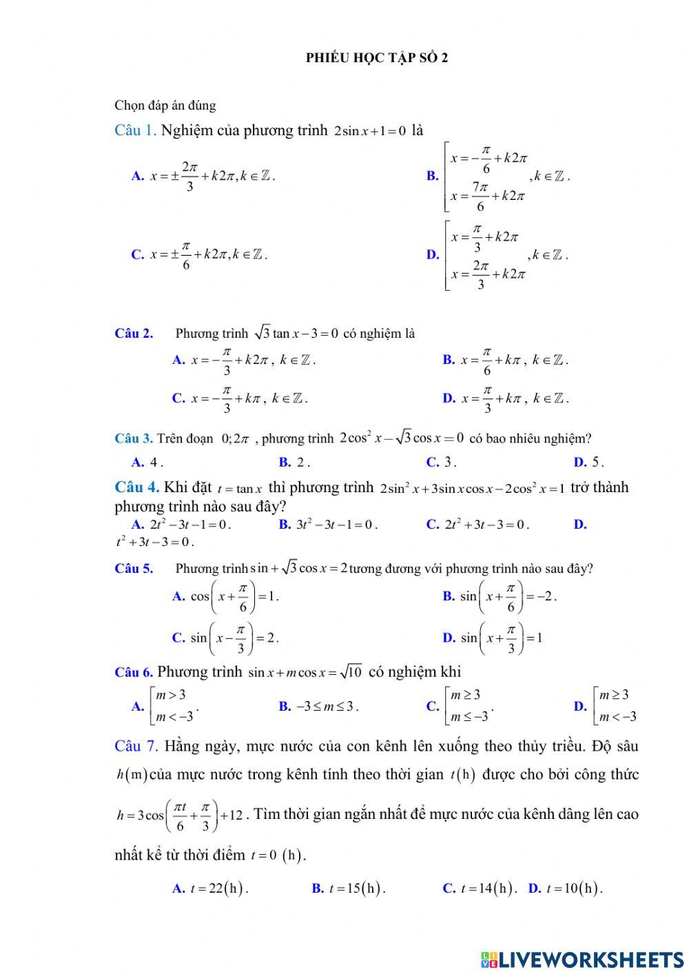 Phương trình lượng giác