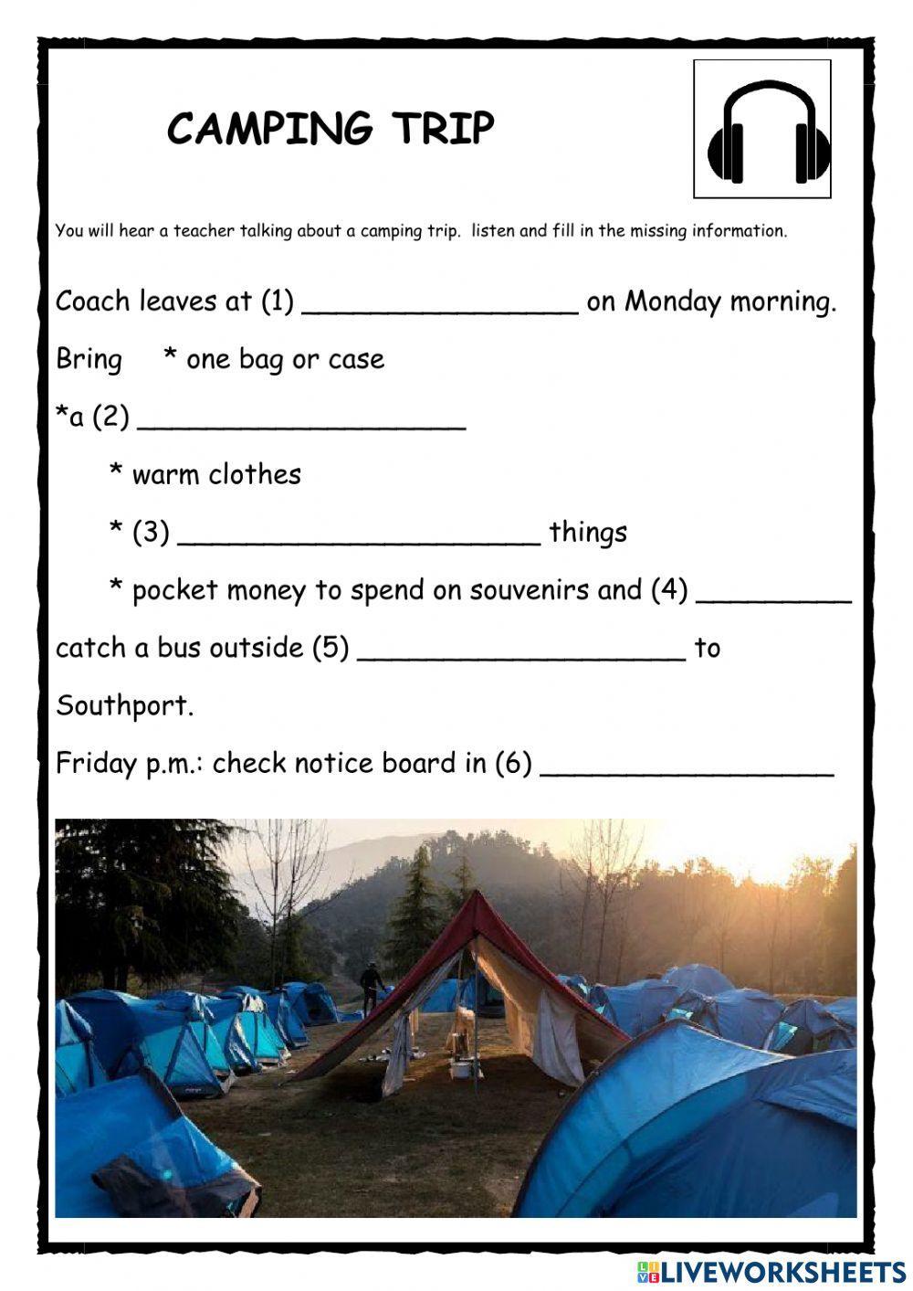 the camping trip will be held listening pdf