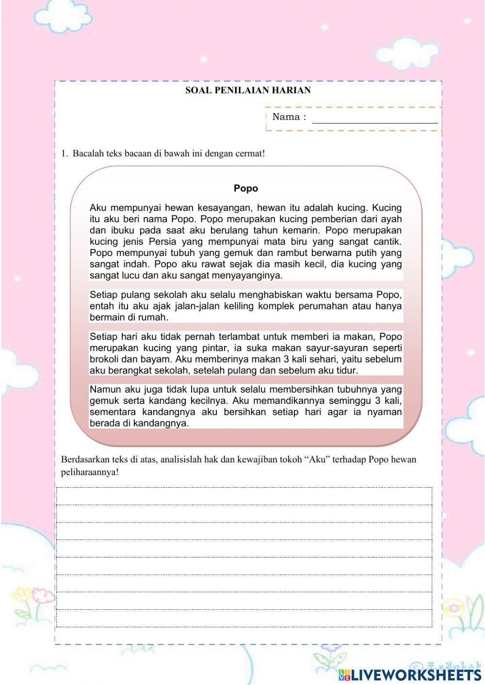 Soal Evaluasi Tema 3 Subtema 2 Pembelajaran 2