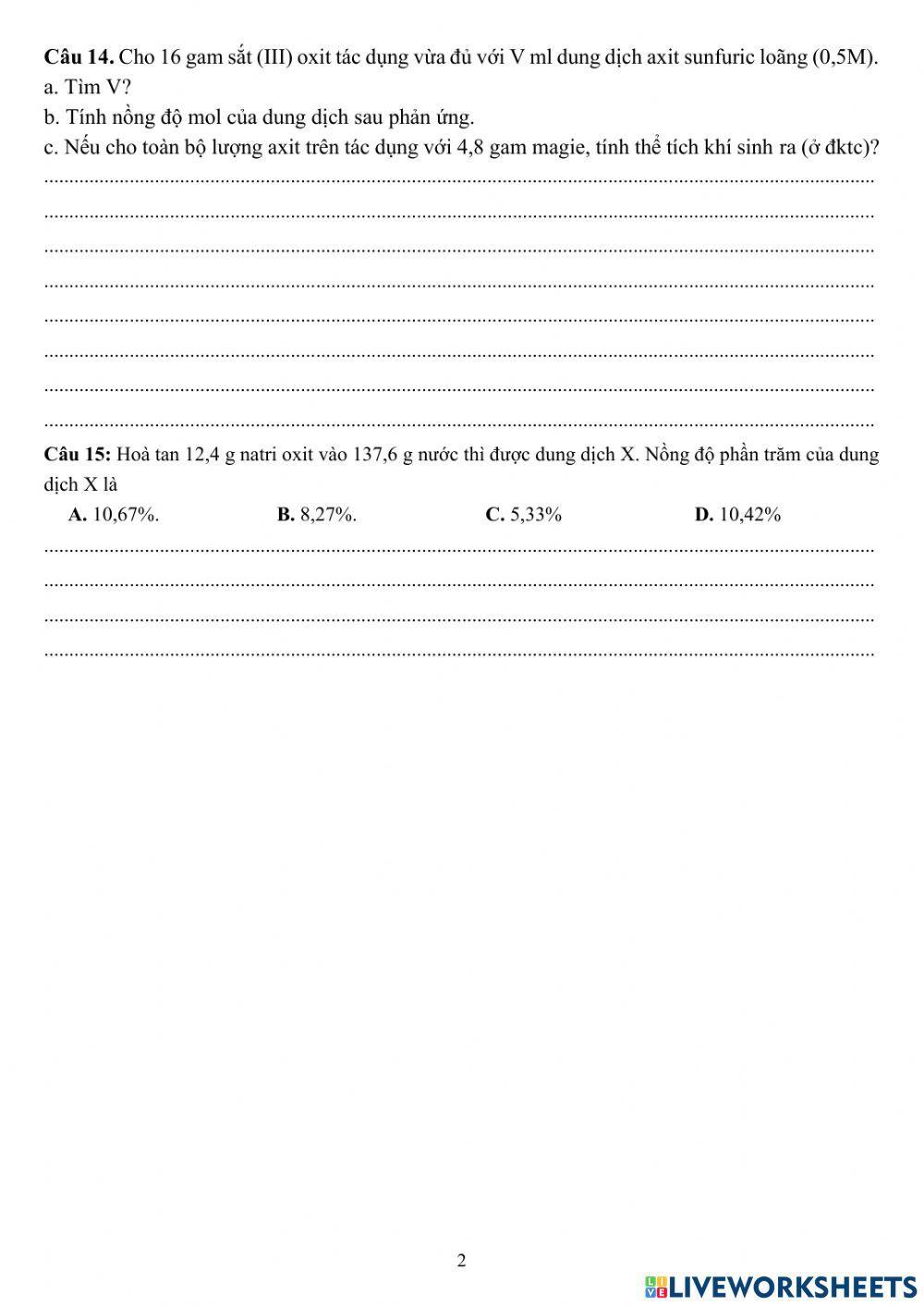 Luyện tập Oxit - Axit