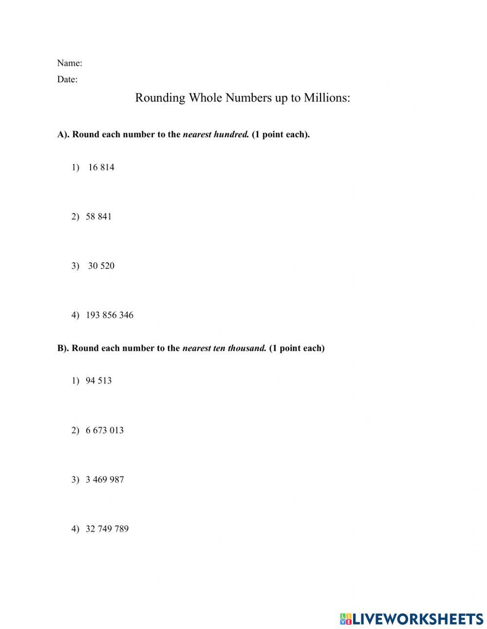 Rounding numbers to the nearest Millions