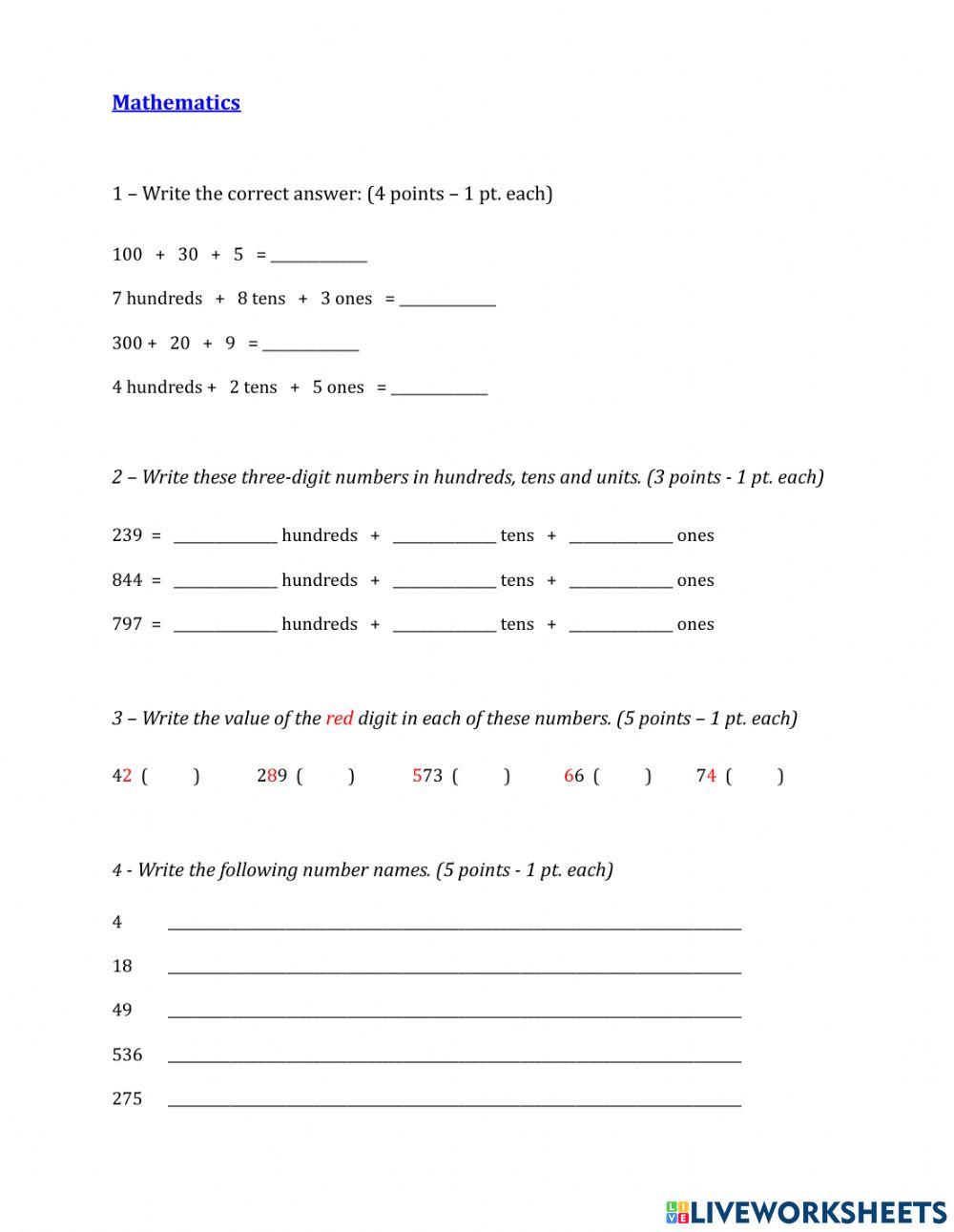 G2 1st Quarter Science and Math Test