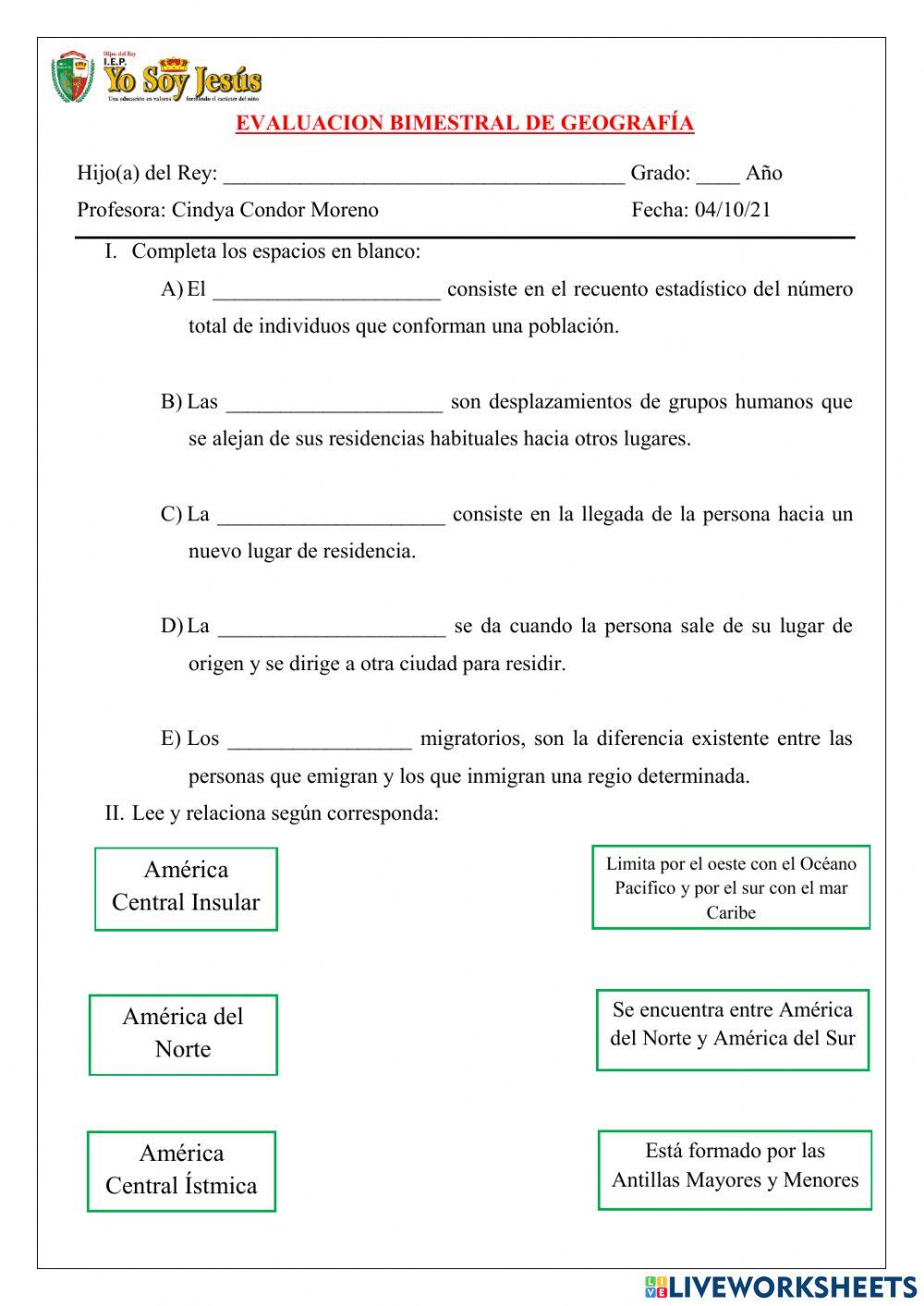 Evaluación bimestral