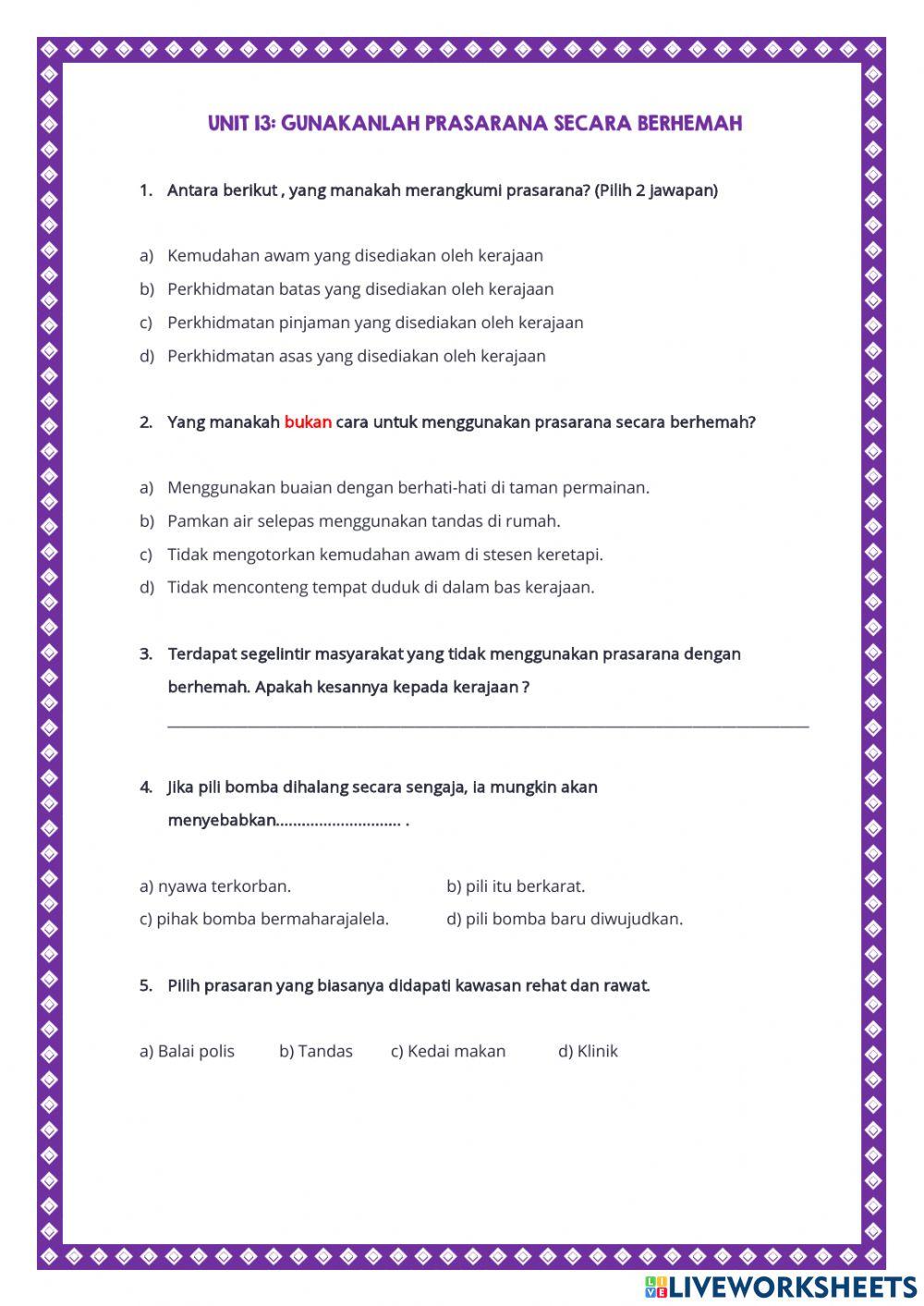 Unit 13: Mengunakan Prasarana Secara Berhemah