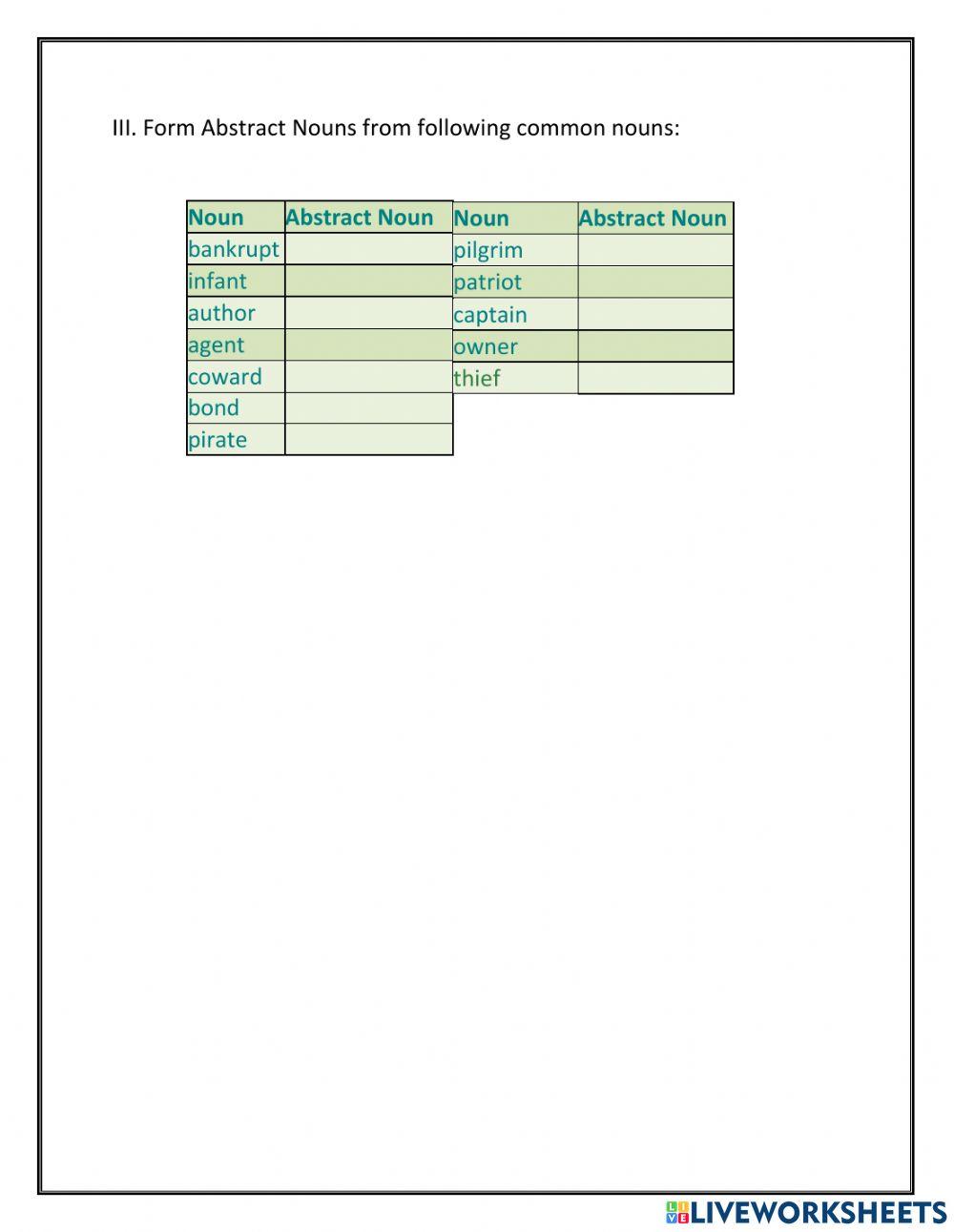 Forming Abstract Nouns