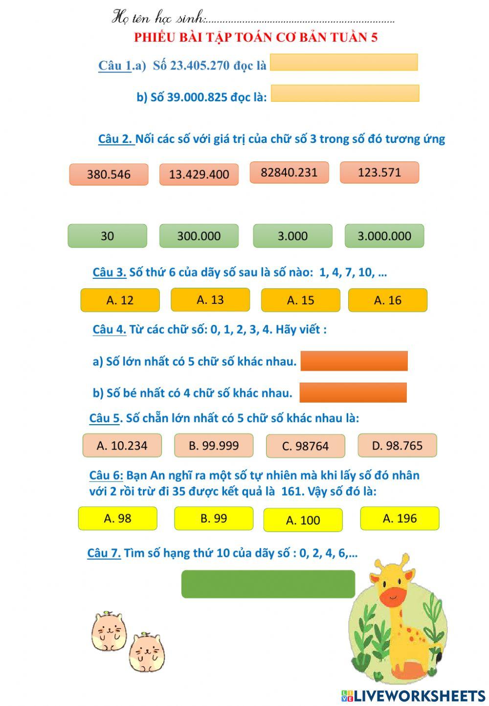 Bài kiểm tra số 1