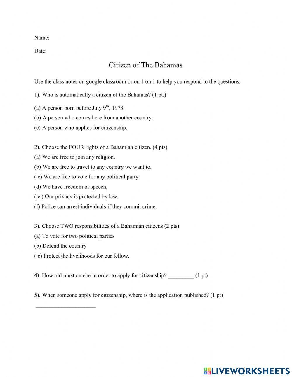 Citizens of The Bahamas