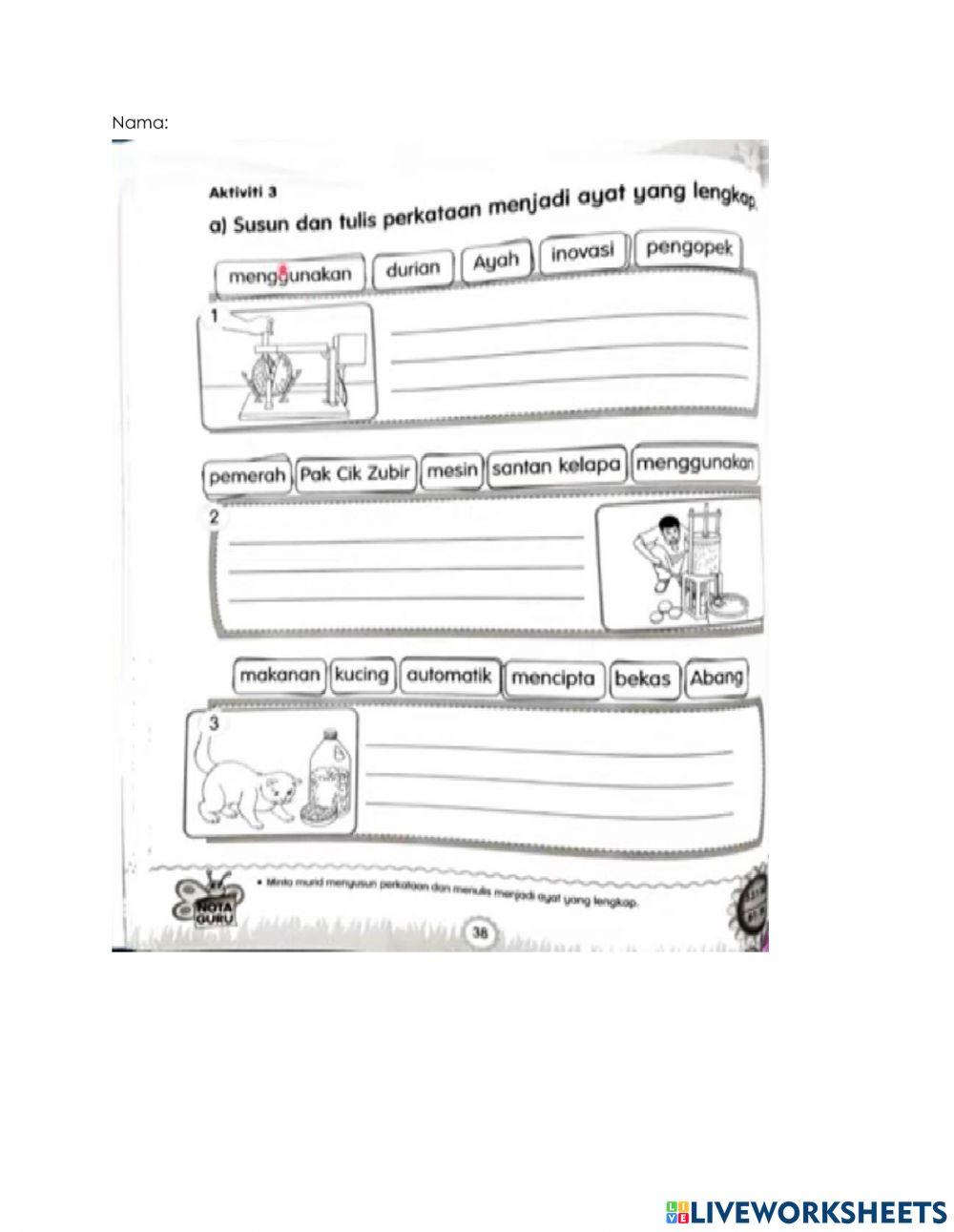 Buku AKtiviti Tahun 1 m-s 38