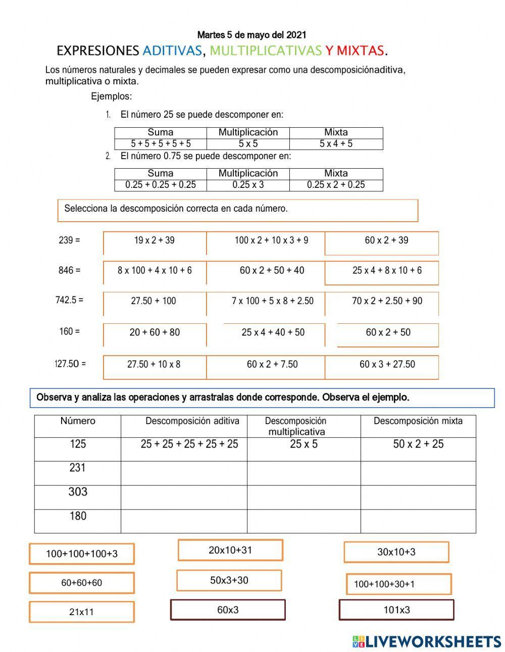 Expresiónes con adición y multiplicación