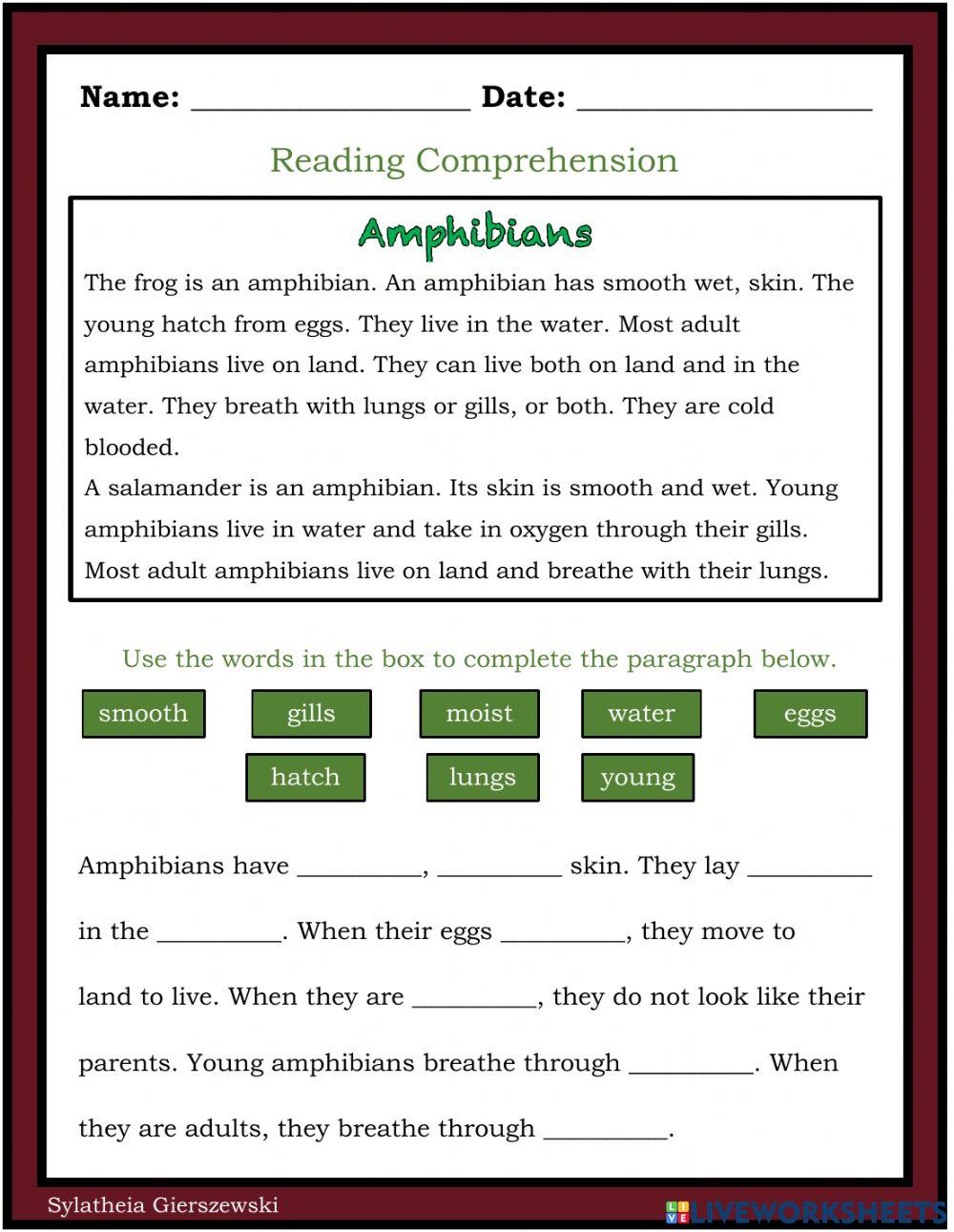 Reading Comprehension (amphibians)