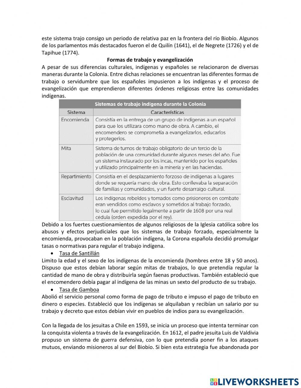 Lectura y crucigrama la colonia