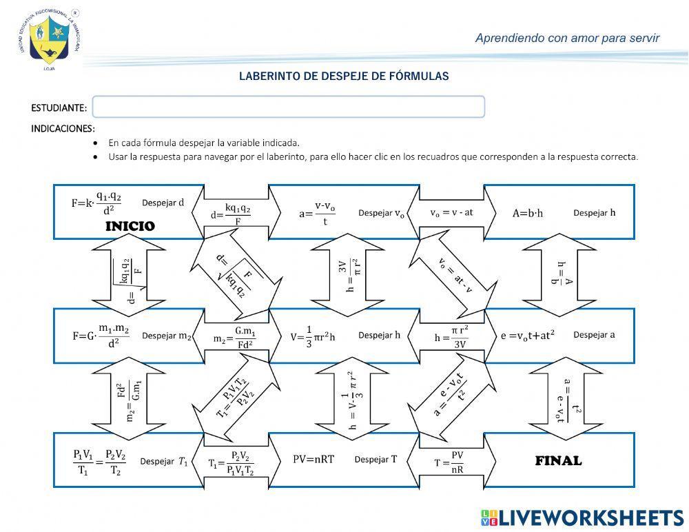 Despeje de fórmulas