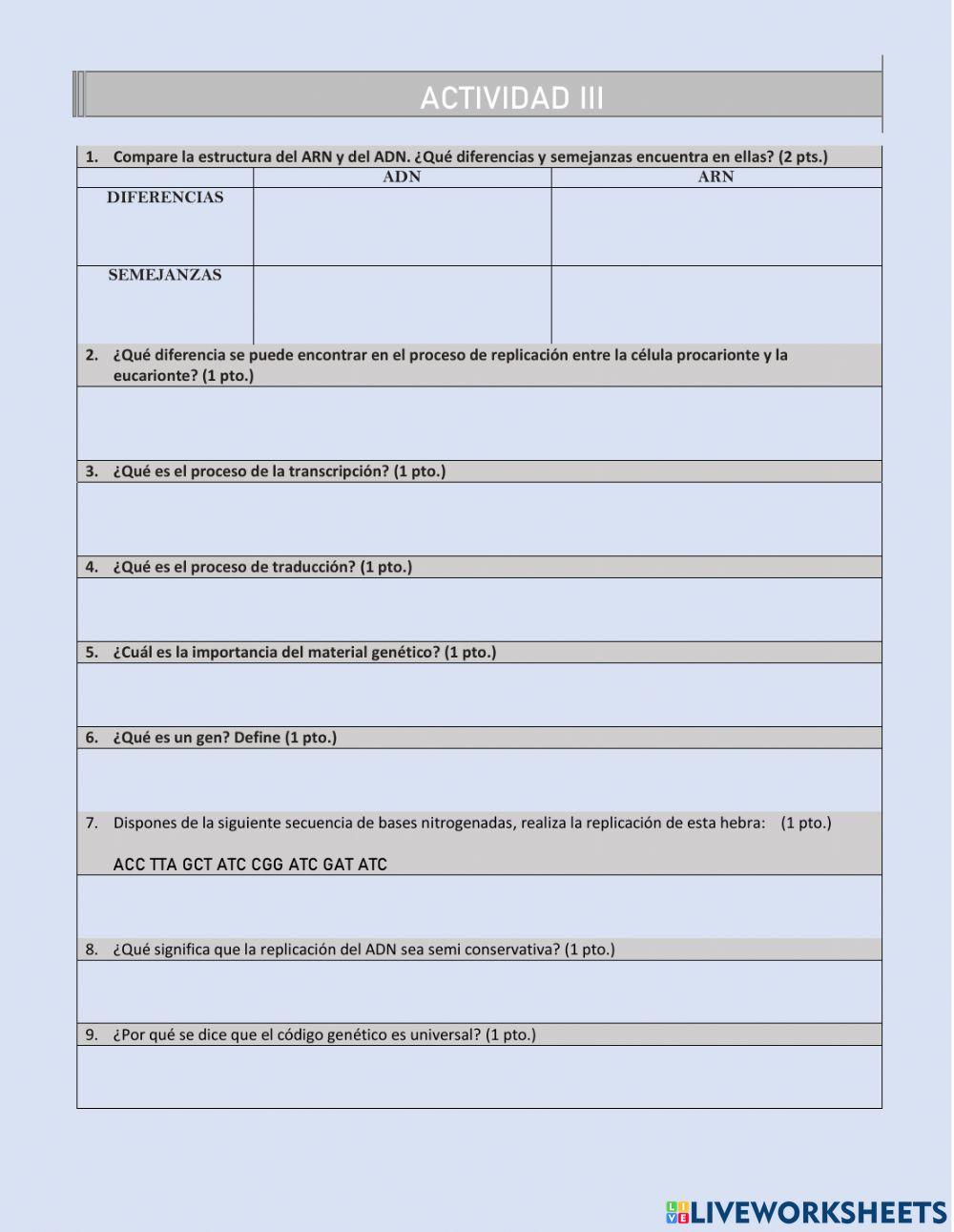 Transcripción y traducción del ADN