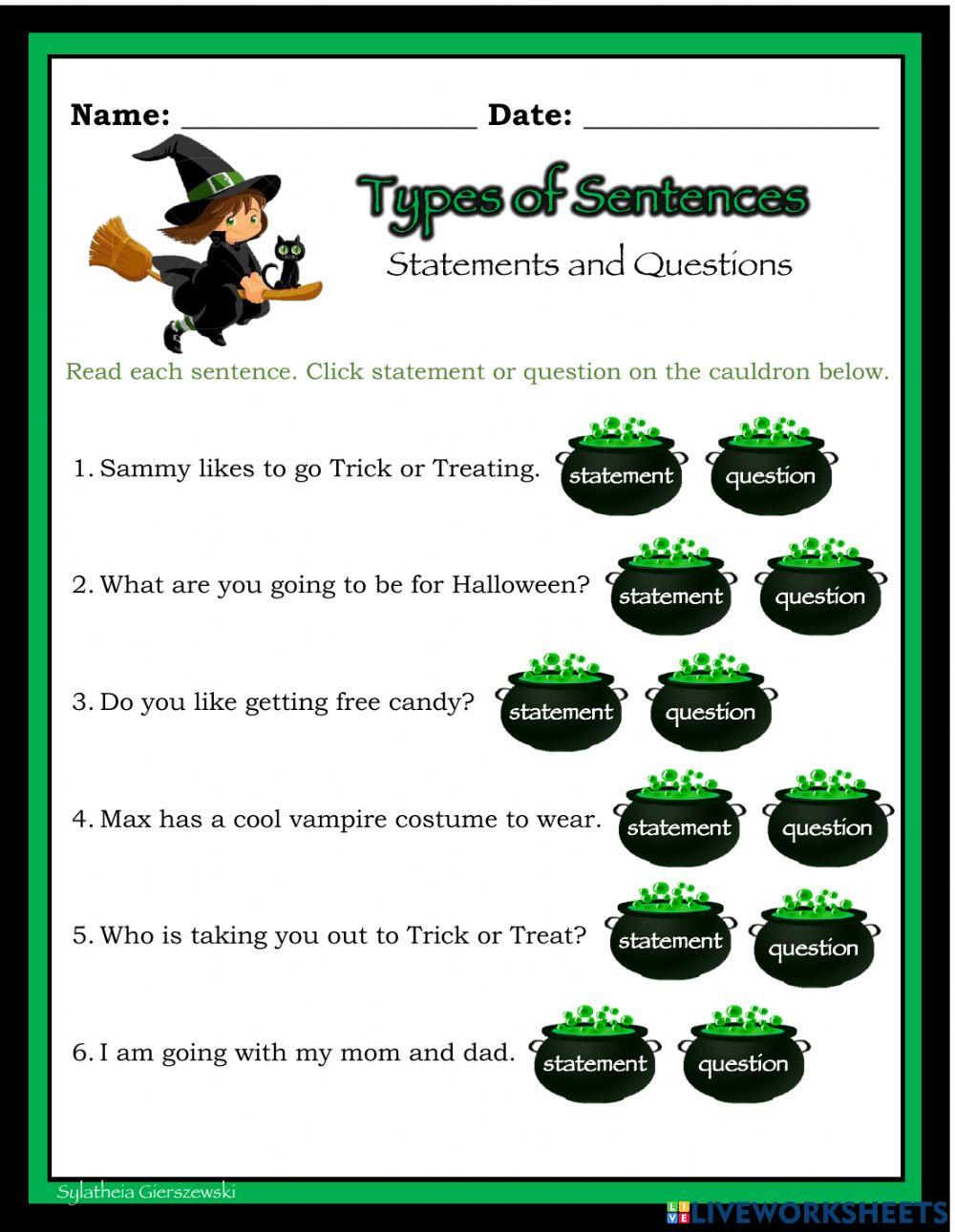 Types of Sentences (statement and question)