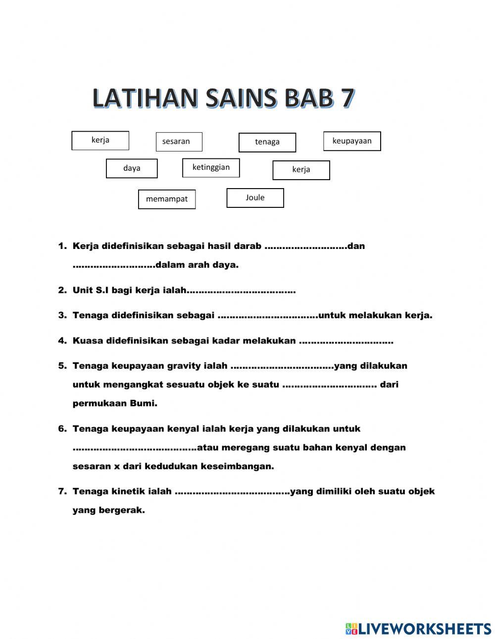 Latihan Sains 3B(bab7)