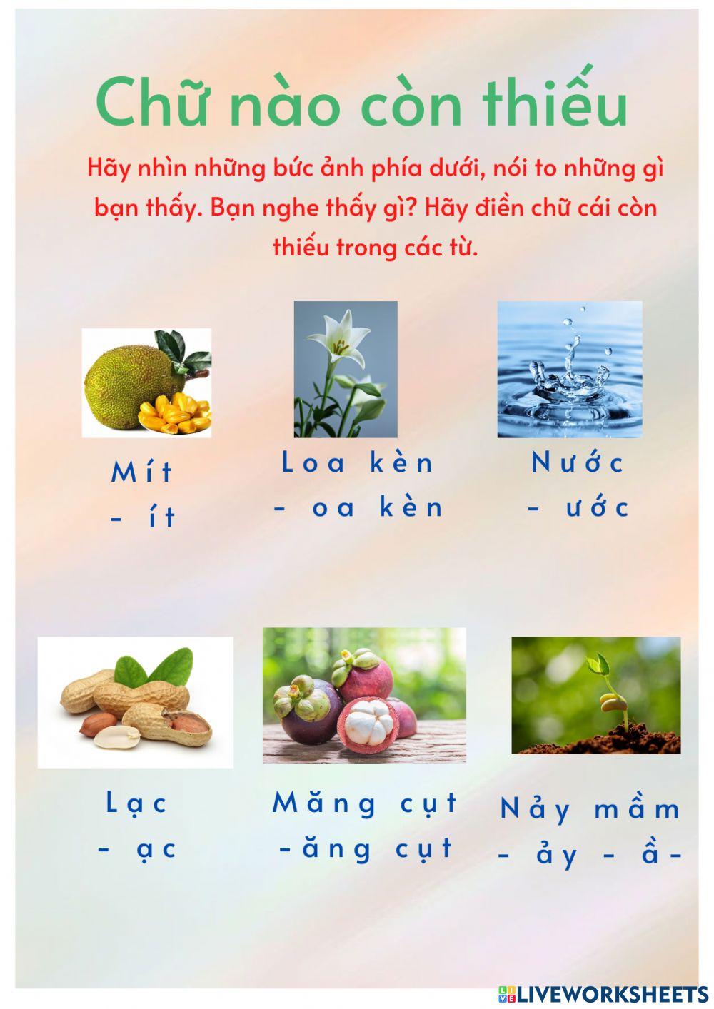 Điền chữ còn thiếu